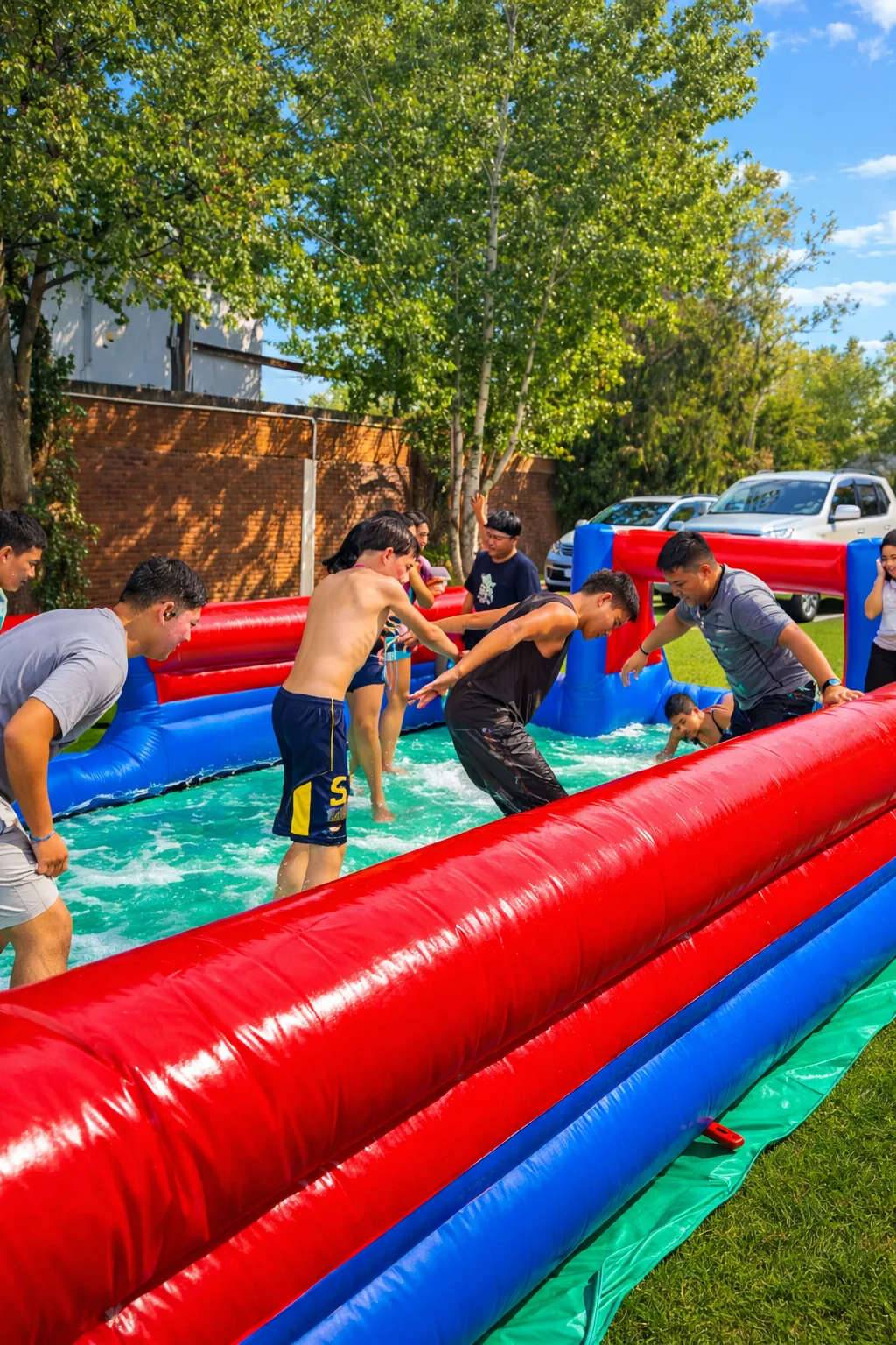 Alquiler de cancha jabonosa inflable para eventos de verano
